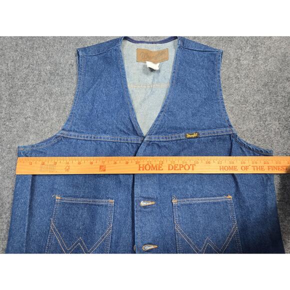 Vintage Wrangler Denim Vest Mens Large Blue Authentic Western Made USA 90s - Picture 7 of 8